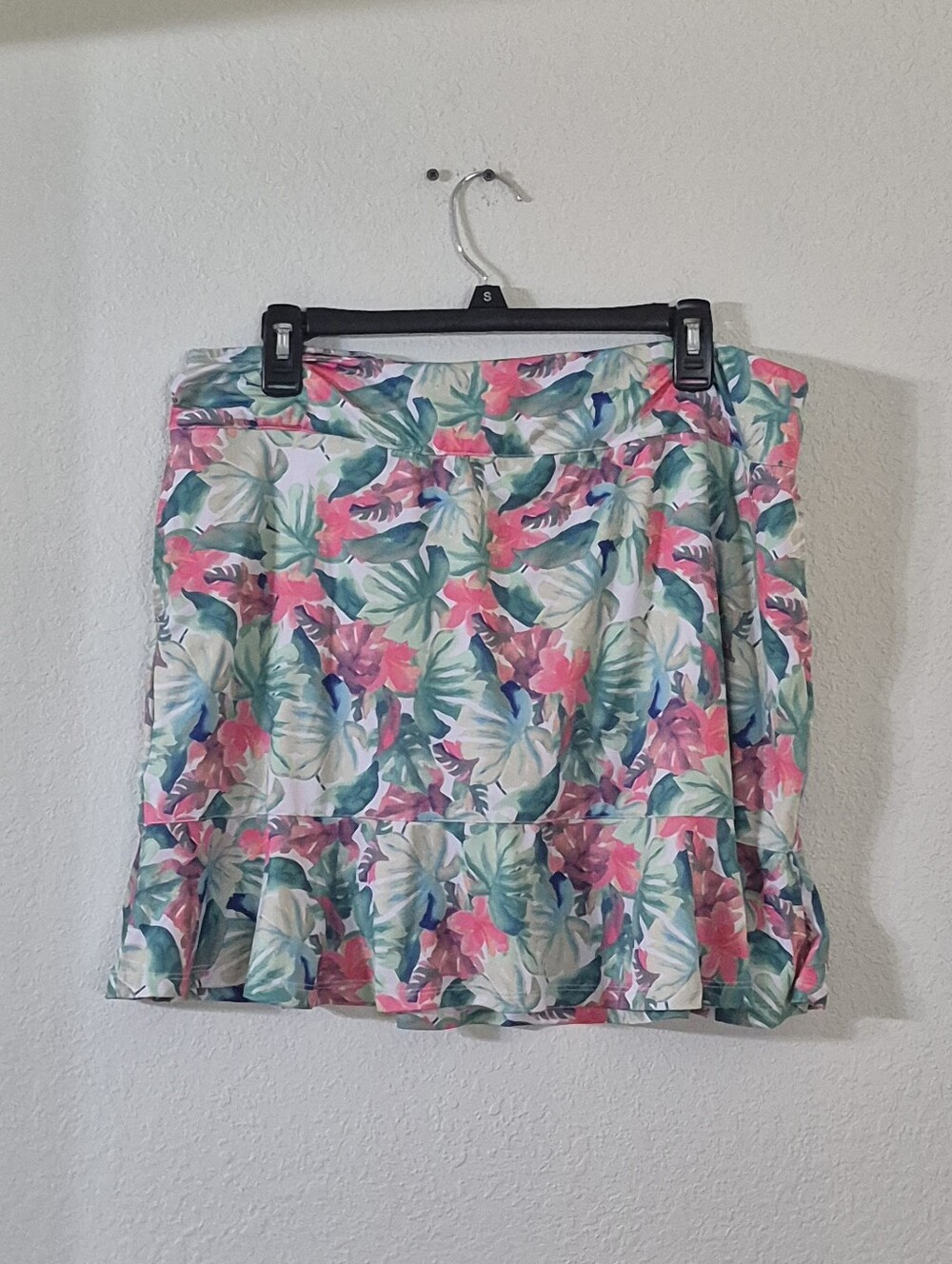 Tropical Tiered Mini Skirt - Pink & Green